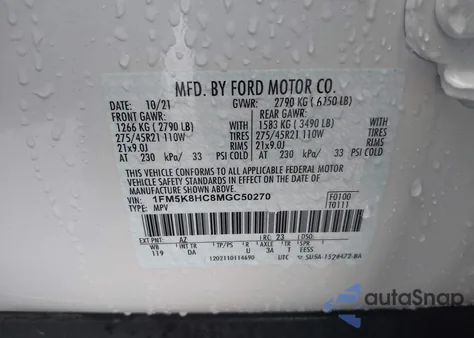 2021 Ford Explorer from USA, damaged, VIN 1FM5K8IC8MGC50270